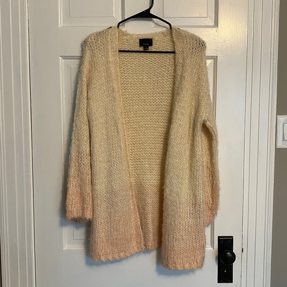 Fuzzy Ombré Cream/Pink Cardigan - Size Medium